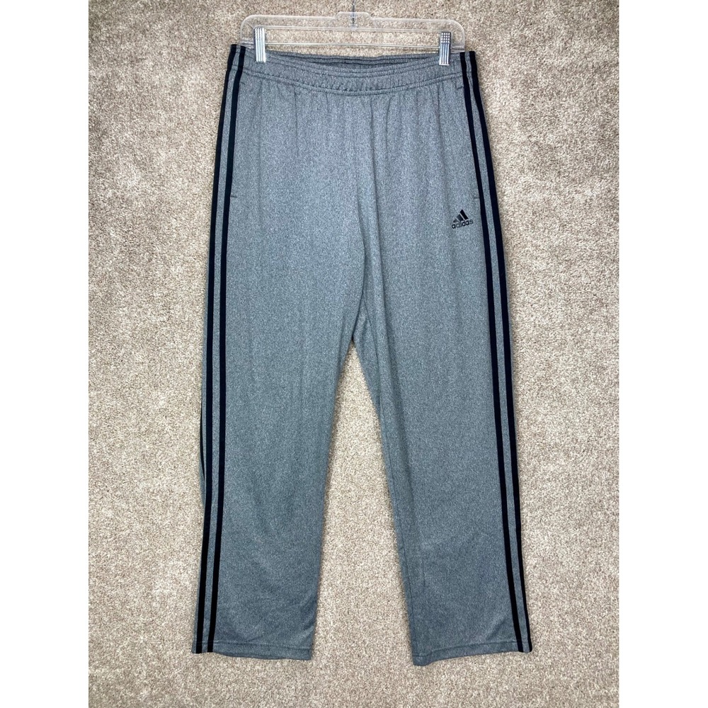 Adidas 3-Stripe Essential Track Pants Mens L Grey Athletic Straight Leg Jogger